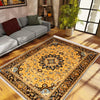 Persian Ethnic Victorian Rug - Brown Yellow Turkish Medieval Carpet, Soft Textured Kitchen Runner Bohemian Area Rug