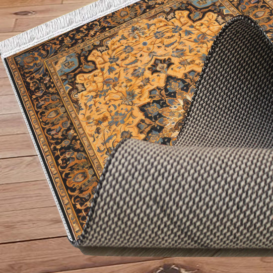 Persian Ethnic Victorian Rug - Brown Yellow Turkish Medieval Carpet, Soft Textured Kitchen Runner Bohemian Area Rug