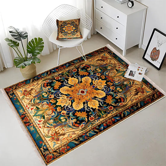 Persian Ethnic Victorian Tribal Rug - Colorful Turkish Floral Medieval Carpet, Soft Textured Kitchen Runner Bohemian Area Rug