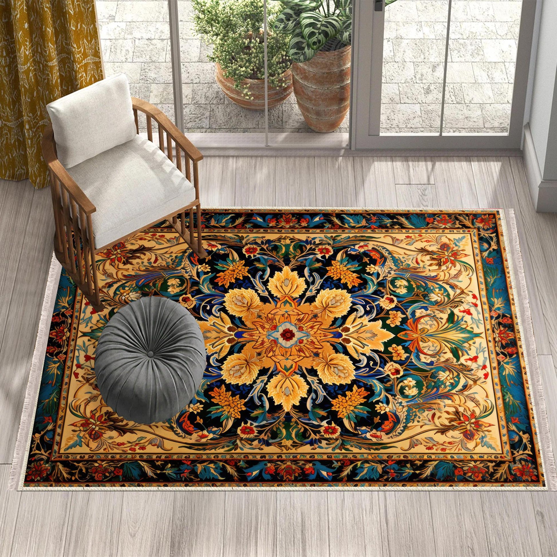 Persian Ethnic Victorian Tribal Rug - Colorful Turkish Floral Medieval Carpet, Soft Textured Kitchen Runner Bohemian Area Rug