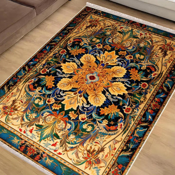 Persian Ethnic Victorian Tribal Rug - Colorful Turkish Floral Medieval Carpet, Soft Textured Kitchen Runner Bohemian Area Rug