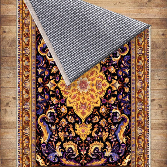 Persian Ethnic Victorian Tribal Rug - Brown Purple Black Turkish Floral Medieval Carpet, Soft Textured Kitchen Runner Bohemian Area Rug