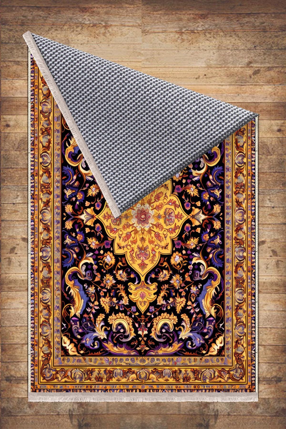 Persian Ethnic Victorian Tribal Rug - Brown Purple Black Turkish Floral Medieval Carpet, Soft Textured Kitchen Runner Bohemian Area Rug
