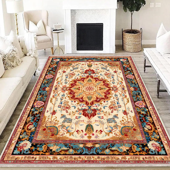 Persian Ethnic Victorian Tribal Rug - Brown Green Red Turkish Floral Medieval Carpet, Soft Textured Kitchen Runner Bohemian Area Rug