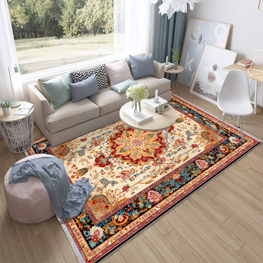 Persian Ethnic Victorian Tribal Rug - Brown Green Red Turkish Floral Medieval Carpet, Soft Textured Kitchen Runner Bohemian Area Rug