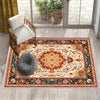 Persian Ethnic Victorian Tribal Rug - Brown Green Red Turkish Floral Medieval Carpet, Soft Textured Kitchen Runner Bohemian Area Rug