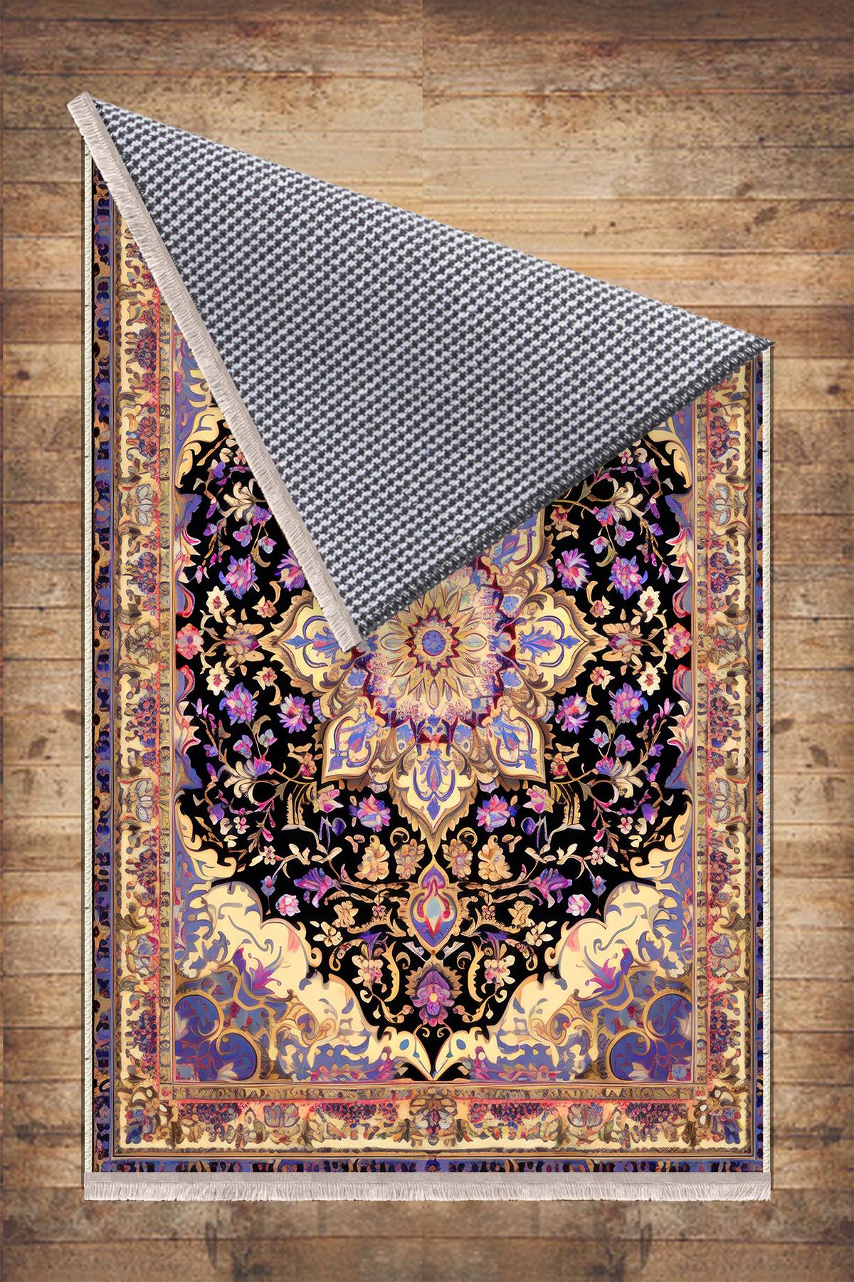 Gothic Ethnic Victorian Tribal Rug - Brown Purple Turkish Floral Medieval Carpet, Soft Textured Kitchen Runner Bohemian Area Rug