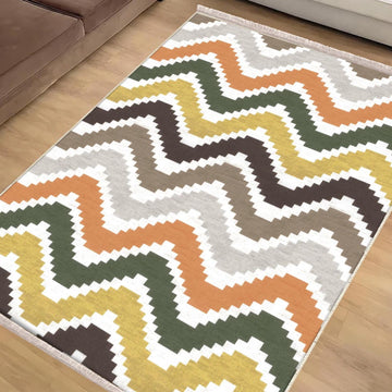 Authentic Ethnic Retro Persian Anatolian Turkish Kilim Area Rug, Washable Non Slip Living Room Rugs with pillow case gift, Colorful Line Rug