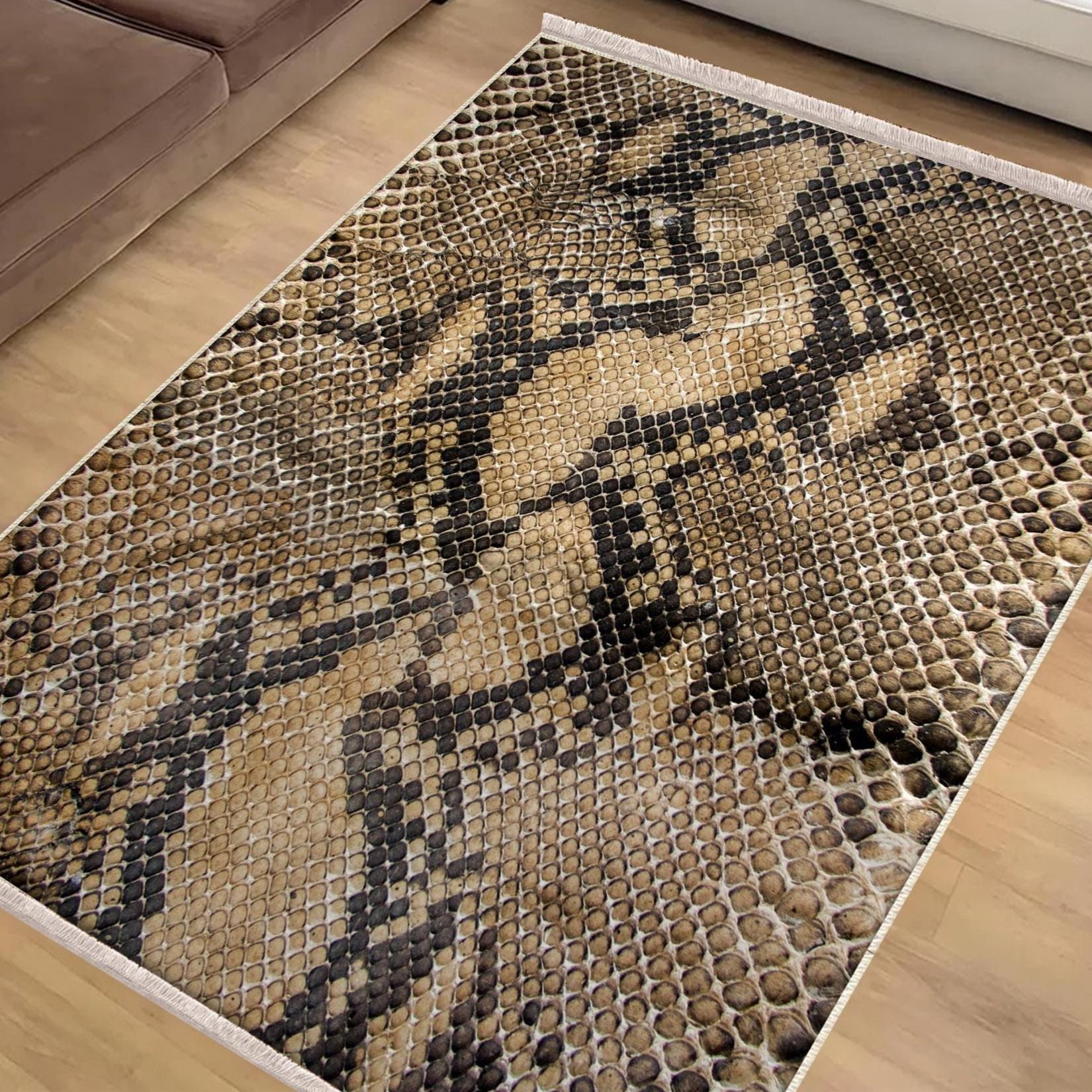 Authentic Ethnic Retro Persian Anatolian Turkish Kilim Area Rug, Washable Non Slip Living Room Rugs with pillow case gift, Snake Skin Rug