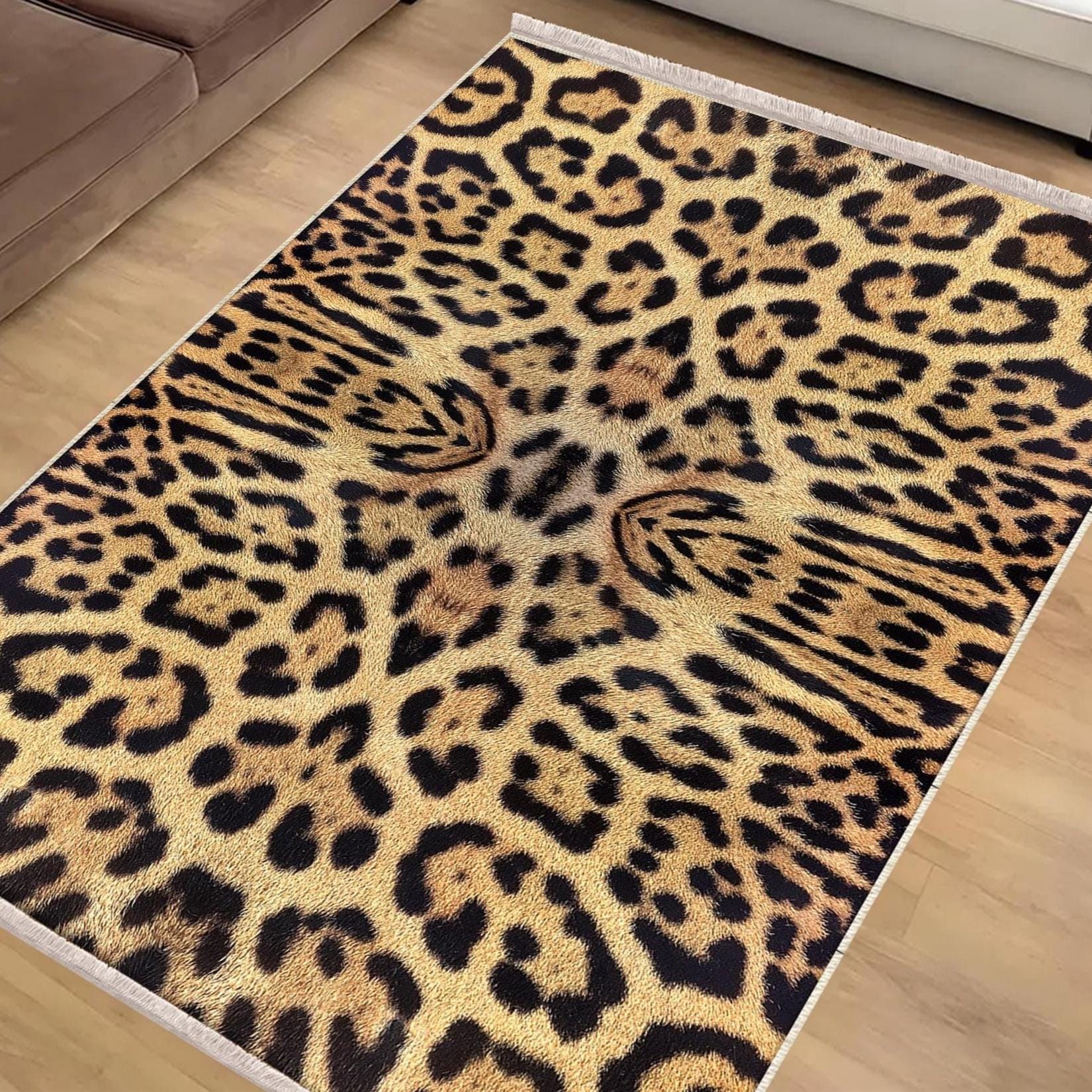Authentic Ethnic Retro Persian Anatolian Turkish Kilim Area Rug, Washable Non Slip Living Room Rugs with pillow case gift, Leopard Theme Rug
