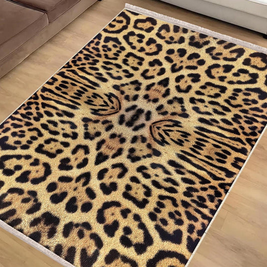 Authentic Ethnic Retro Persian Anatolian Turkish Kilim Area Rug, Washable Non Slip Living Room Rugs with pillow case gift, Leopard Theme Rug
