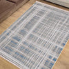Gray White Blue Lines Modern Design Area Rug Runner, Geometric Accent Carpet, Unique Room Mat, Washable Anti-Slip Rug with pillow case gift
