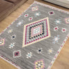Gray Pink Aztec Modern Design Area Rug Runner, Geometric Accent Carpet, Unique Room Mat, Washable Anti-Slip Rug with pillow case gift