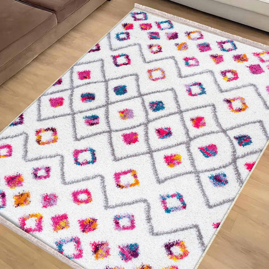 Colorful Nordic Modern Design Area Rug Runner, Geometric Accent Carpet, Unique Room Mat, Washable Anti-Slip Rug with pillow case gift