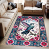 Hummingbird Area Rug with Flowers – Rustic Birds Floor Carpet, Nature-Inspired Home Decor, Soft & Durable Hummingbirds Rug for Living Room
