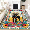 Black Deer Pattern Area Rug for Cabin Lodge Rustic Home Decor, Nordic Forest Animal Print Carpet for Living Room Charm
