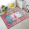 Flamingo Rug with Persian Border, Animal Floral Art Deco Decor Unique Living Room Entry Maximalist Popular Accent Carpet