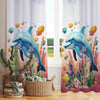 Tropical Fishes Dolphin Sheer Curtain for Kids Room, Lightweight Under Sea Nursery Net Voile, Baby Room Window Drapes
