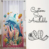Tropical Fishes Dolphin Sheer Curtain for Kids Room, Lightweight Under Sea Nursery Net Voile, Baby Room Window Drapes