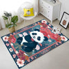 Panda Rug Floral Carpet – Maximalist Non-Slip Area Rug for Living Room, Bedroom, Girls Room Decor, Unique Gift for Panda Lovers