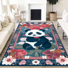 Panda Rug Floral Carpet – Maximalist Non-Slip Area Rug for Living Room, Bedroom, Girls Room Decor, Unique Gift for Panda Lovers