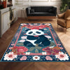 Panda Rug Floral Carpet – Maximalist Non-Slip Area Rug for Living Room, Bedroom, Girls Room Decor, Unique Gift for Panda Lovers