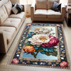 Colorful Rose Rug Floral Area Rug Rustic Traditional Flower Carpet for Living Room Bedroom Kitchen Decor, Roses Accent Carpet