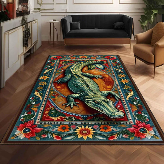 Gator Shaped Rug, Fun Animal Bathroom Mat, Quirky Florida Home Decor, Unique Housewarming Gift, Alligator Jungle Carpet, Crocodile Floor Mat