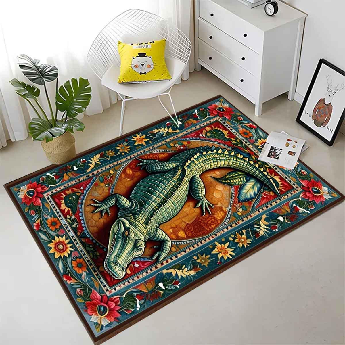 Gator Shaped Rug, Fun Animal Bathroom Mat, Quirky Florida Home Decor, Unique Housewarming Gift, Alligator Jungle Carpet, Crocodile Floor Mat