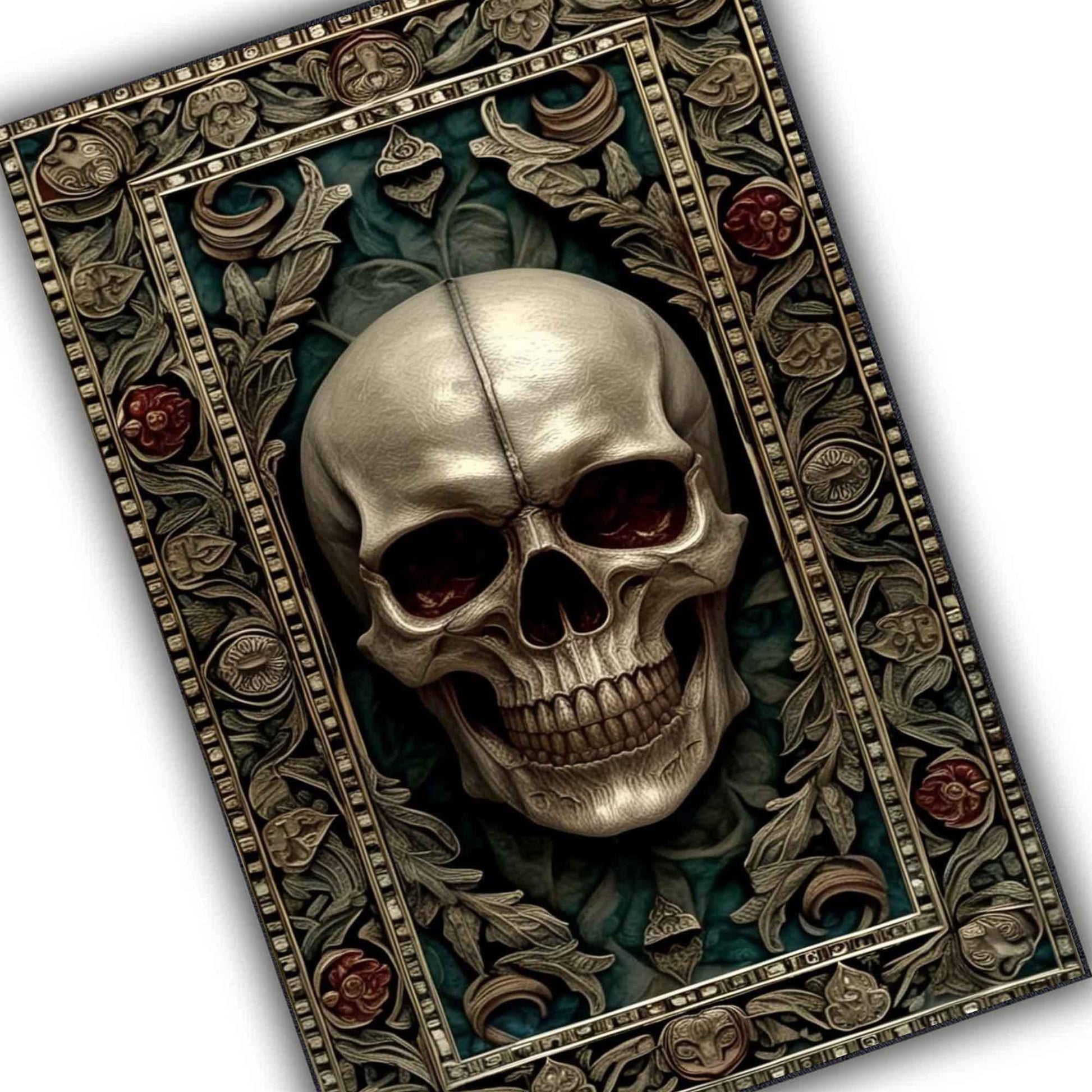 Gothic Skull Rug Vintage Occult Black Skull Area Rug Dark Academia Home Decor Halloween Decor Rug Mystical Boho Macabre Accent Mat