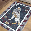 Majestic Wolf Rug with Floral Border, Realistic Non-Slip Area Rug for Rustic Homes, Cabins Nature Lovers, Washable Spirit Animal Decor Gift