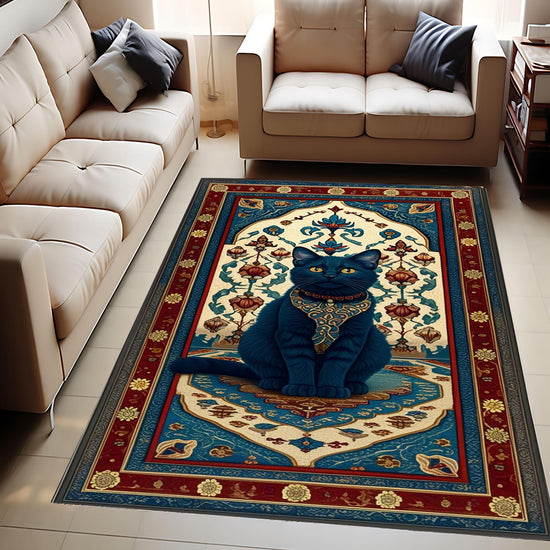 Whimsical Cat Rug Gothic Decor Dark Cottagecore Dark Academia Rug Moody Maximalism Cat Lovers Housewarming Gift