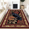 Whimsical Raven Rug Dark Brown Floral Boho Fairycore Decor | Cottagecore Crow Rug Woodland Gothic Crowcore Forestcore Aesthetic