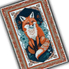 Rustic Fox Rug for Living Room - Whimsical Floral Animal Area Rug, Cute Orange Fox Decor Carpet, Vintage Kids Room Decorative Rug