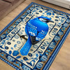 Blue Bird Rug With Floral Pattern - Designer Cottagecore Nature Rug, Washable Decorative Novelty Bird Rug for Home & Living