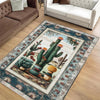 Southwestern Cactus Rug Boho Washable Plant Rug for Living Room & Entryway, Western Decor, Texas Maximalist Botanical Accent