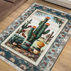 Southwestern Cactus Rug Boho Washable Plant Rug for Living Room & Entryway, Western Decor, Texas Maximalist Botanical Accent