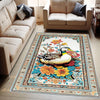 Vintage Duck Rug with Ornate Floral Frame, Rustic Farmhouse Animal Carpet for Cabin, Hunting Lodge & Nature Decor Floor Accent
