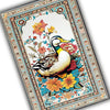 Vintage Duck Rug with Ornate Floral Frame, Rustic Farmhouse Animal Carpet for Cabin, Hunting Lodge & Nature Decor Floor Accent