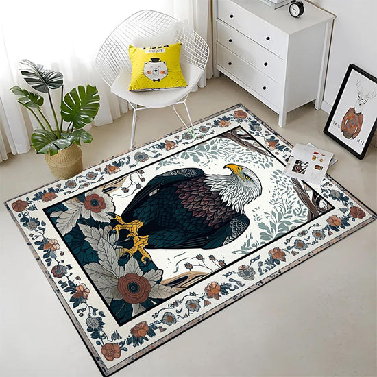 Rustic Eagle Area Rug – Majestic Bald Eagle Decor, Cabin & Lodge Animal Rug, Rustic Home & Country Maximalist Room Decoration Gift