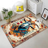 Goat Rug for Kids Room, Colorful Farm Animal Decor, Chenille Washable Non-Slip Rug, Kids Rug with Floral Persian Border, Farmhouse Style