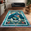 Gorilla Rug for Kids Room - Jungle Animal Decor, Washable Non-Slip Floor Mat, Tropical Green Floral Rug for Playroom, Chenille Washable Rug