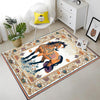 Horse Rug for Living Room, Traditional Oriental Wild Horse Area Rug, Farmhouse Style Horse Rug, Animal Print Carpet, Chenille Washable Rug