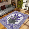 Vintage Lavender Rug, Floral Bedroom Carpet, Purple Lilac Flower Rug, Botanic Area Rug Flower Rug Kitchen Living Room, Chenille Washable Rug