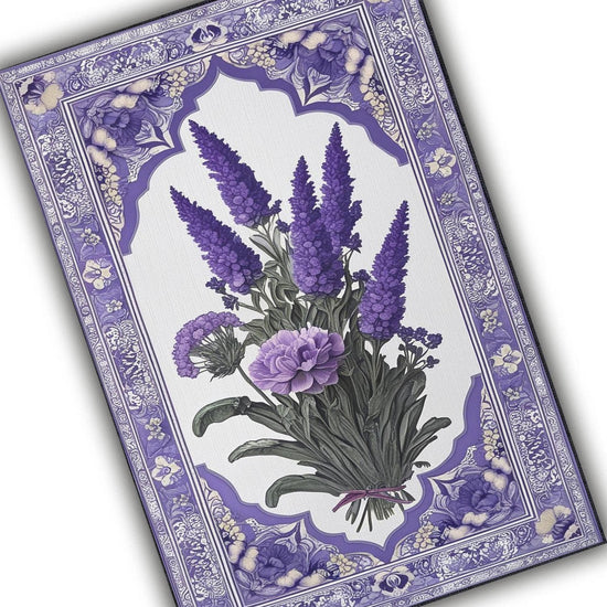 Vintage Lavender Rug, Floral Bedroom Carpet, Purple Lilac Flower Rug, Botanic Area Rug Flower Rug Kitchen Living Room, Chenille Washable Rug