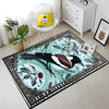 Magpie Rug with Rose Floral Design, Washable Cottagecore Decorative Carpet, Unique Nature & Bird Accent, Chenille Washable Rug