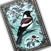 Magpie Rug with Rose Floral Design, Washable Cottagecore Decorative Carpet, Unique Nature & Bird Accent, Chenille Washable Rug