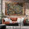 Antique Framed Large French Tapestry Wall Art Hanging, Vintage Dark Floral Cottagecore Decor, Vintage Wall Tapestries, lightweight tapestry