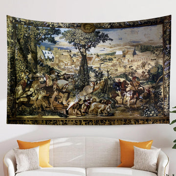 Hunt of Maximilian Wall Tapestry - Renaissance Art Decor, Medieval Hunting Scene, Historic Home Wall Hanging, Classic European Tapestry