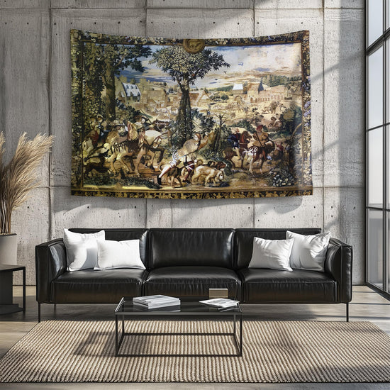 Hunt of Maximilian Wall Tapestry - Renaissance Art Decor, Medieval Hunting Scene, Historic Home Wall Hanging, Classic European Tapestry